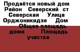 Продаётся новый дом › Район ­ Северский, ст.  Северская  › Улица ­ Орджоникидзе  › Дом ­ 46 › Общая площадь дома ­ 84 › Площадь участка ­ 2 088 › Цена ­ 4 200 000 - Все города Недвижимость » Дома, коттеджи, дачи продажа   . Адыгея респ.